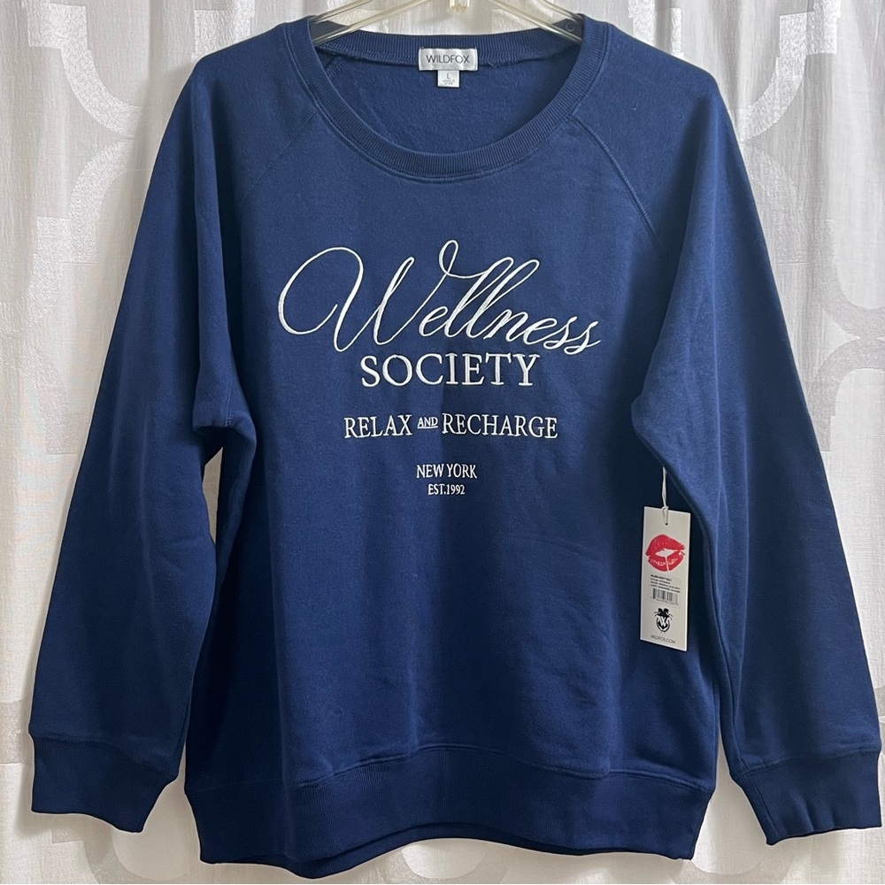WILDFOX Wellness Society Keely Sweatshirt Medieval Blue Size Large